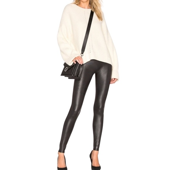 SPANX by Sara Blakey Faux Leather Black Leggings Women’s Size Large - Picture 7 of 11